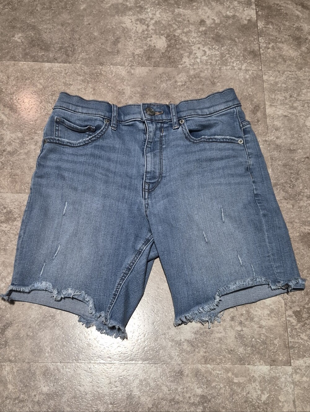 🆕️Express Blue Denim Shorts with Frayed Hem, Sz 4